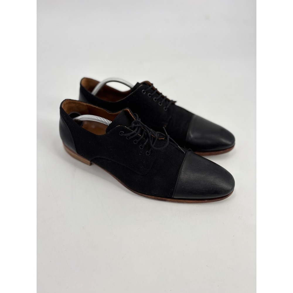TAFT Jack Shoe Black Canvas Leather Cap Toe Oxford Handcrafted Spain Mens 45